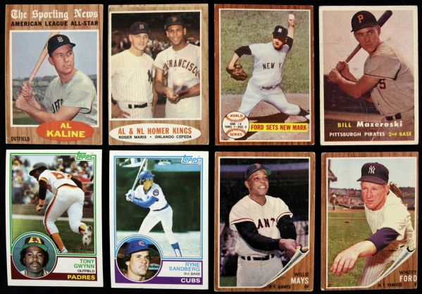 1959-83 Topps Baseball Collection w/ Roger Maris & Thurman Munson Rookies Mickey Mantle Card - Lot of 15