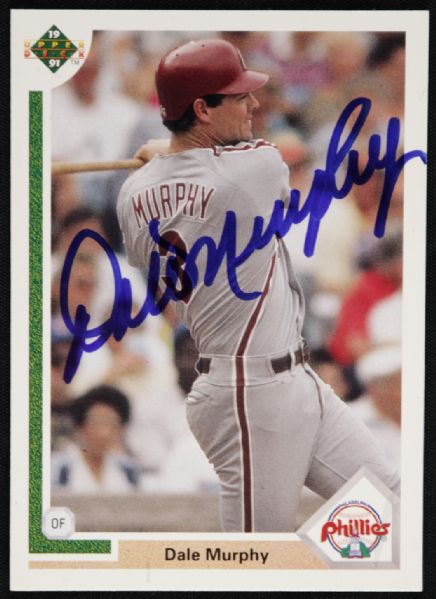 1991 Dale Murphy Philadelphia Phillies Signed Upper Deck Card - MEARS LOA 
