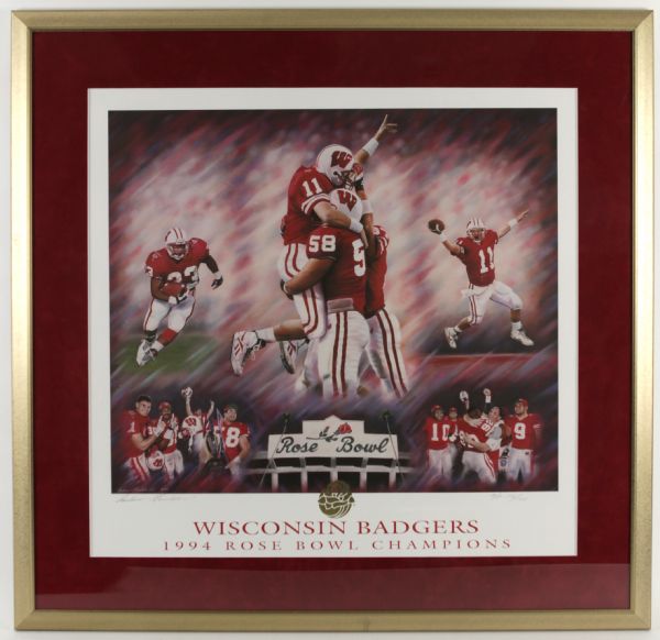 1994 University of Wisconsin Rose Bowl Commemorative Artists Proof Display 110/194 33" x 32 1/2" Andrew Goralski
