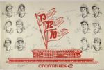 1973  Cincinnati Reds Signed 24" x 36" Photo With Pete Rose Joe Morgan Tony Perez Sparky Anderson - JSA 