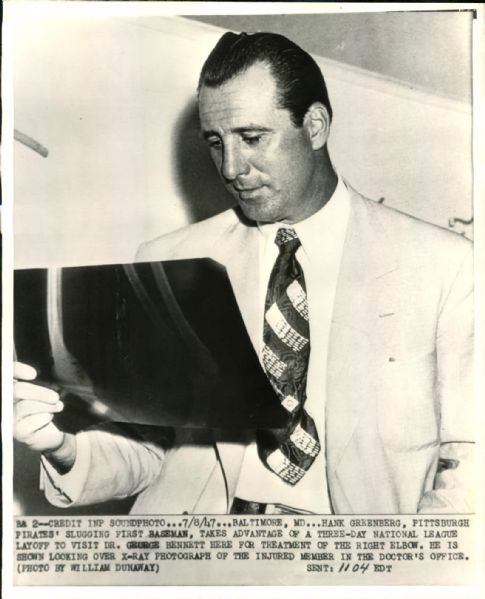 1947-51 Hank Greenberg Cleveland Indians "The Sporting News Collection Archives" Original Photos (Sporting News Collection Hologram/MEARS Photo LOA) - Lot of 9