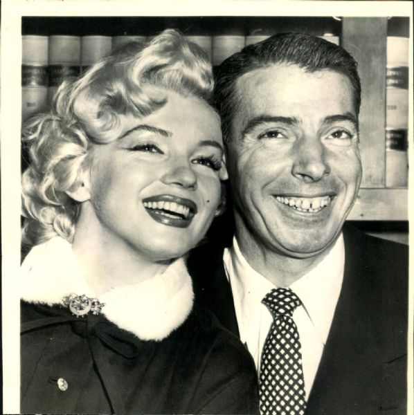 1954 Joe DiMaggio and Marylin Monroe New York Yankees on Wedding Day "The Sporting News Collection Archives" Original 7.5" x 7.5" Photo (Sporting News Collection Hologram/MEARS Photo LOA)