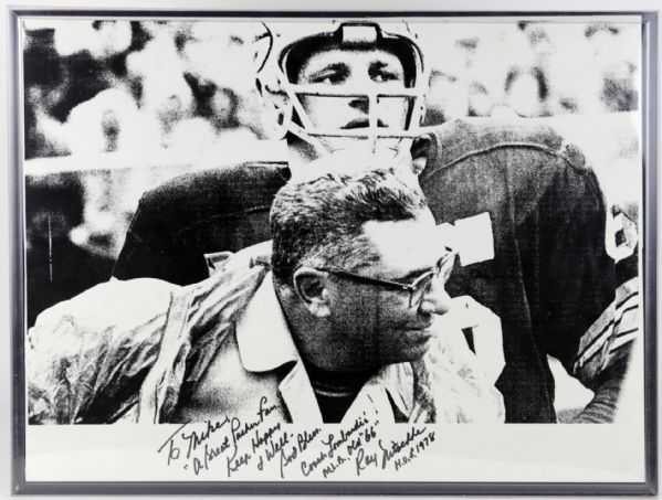 1990s Ray Nitschke Green Bay Packers Signed 23" x 17" Oversized Photo w/ Great Lombardi Inscription - JSA