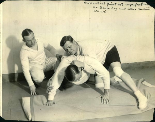 1930s circa Babe Ruth Wrestling "The Sporting News Collection Archives" Original 7.5" x 9.75" Photo (Sporting News Collection Hologram/MEARS Photo LOA)