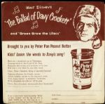 1950s Walt Disneys Davy Crockett Peter Pan Peanut Butter 45 RPM With Original Sleeve