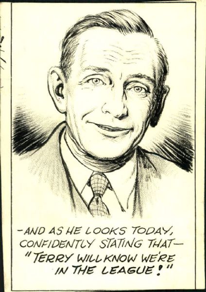 1940s circa Casey Stengel "The Sporting News" Original 4" x 5.5" Illustration Artwork (Sporting News Collection Hologram/MEARS LOA) Unique, 1:1