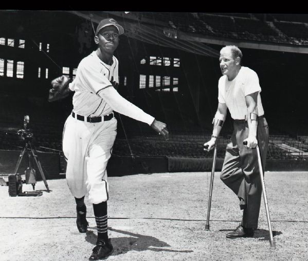1948 Satchel Paige Bill Veeck Cleveland Indians "The Sporting News" Original 2.75" x 3.5" Black And White Negative (The Sporting News Collection/MEARS Auction LOA) 