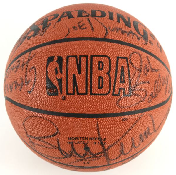 1990-91 Detroit Pistons Team Signed Basketball - Daly Thomas Rodman Dumars Laimbeer Salley - MEARS LOA