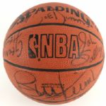 1990-91 Detroit Pistons Team Signed Basketball - Daly Thomas Rodman Dumars Laimbeer Salley - MEARS LOA