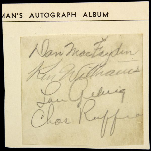 1933-34 Lou Gehrig & Red Ruffing New York Yankees Signed Cut - PSA/DNA Encapsulated