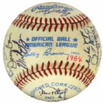 1984 Detroit Tigers Team Signed OAL (Brown) Baseball World Series Champions w/ 28 Sigs. Incl. Sparky Anderson - JSA 