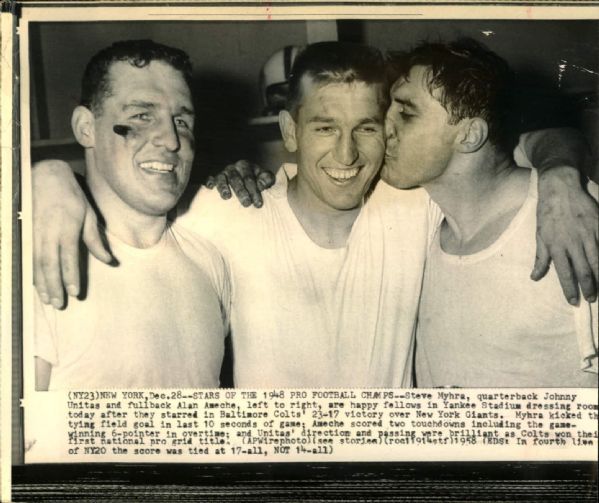 1959 Johnny Unitas Alan Ameche Baltimore Colts "The Sporting News Collection Archives" Original Photo (Sporting News Collection Hologram/MEARS Photo LOA)