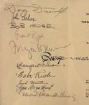 1937 Babe Ruth New York Yankees Robert Ripley Grantland Rice Signed Testimonial Dinner Menu From Jack Dempsey's Restaurant - Full JSA Letter