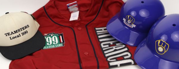 1990s Milwaukee Brewers Replica Helmet & 1999 Nomar Garciaparra All-Star BP Authentic Jersey 