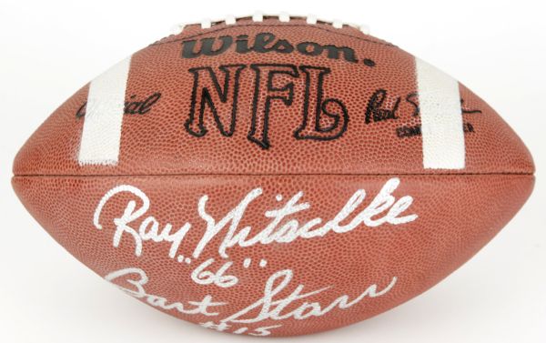 1990s Ray Nitschke & Bart Starr Green Bay Packers Signed Football - JSA 