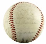 1963 Milwaukee Braves Team Signed ONL (Giles) Baseball w/ 33 Sigs. Incl. Hank & Tommie Aaron Bob Uecker Spahn Mathews - JSA 