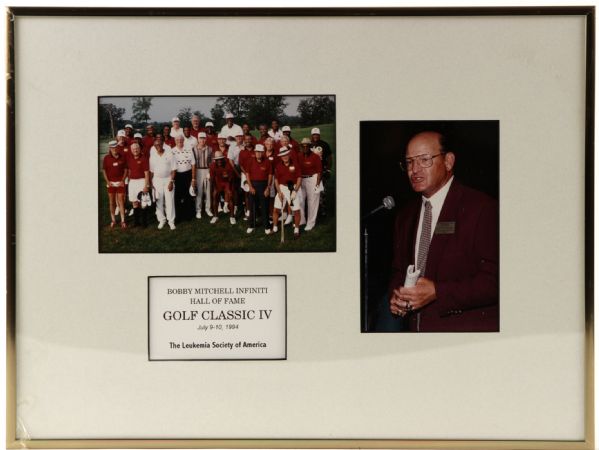 1994 Ray Nitschke Green Bay Packers Bobby Mitchell Infiniti Hall of Fame Golf Tournament Display w/ 2 Nitschke Photos 