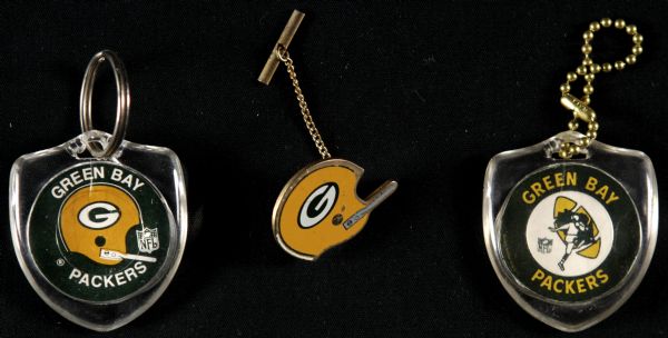 Vintage Green Bay Packers Keychains and Pins - Lot of 3