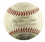 1963 Milwaukee Braves Team Signed ONL (Giles) Baseball w/ 33 Sigs. Incl. Hank & Tommie Aaron Bob Uecker Spahn Mathews - JSA 