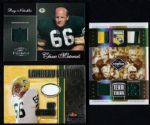 2002-06 Ray Nitschke Green Bay Packers Material Swatch Card - Lot of 3 Incl. Bart Starr Ray Nitschke Forrest Gregg & Reggie White