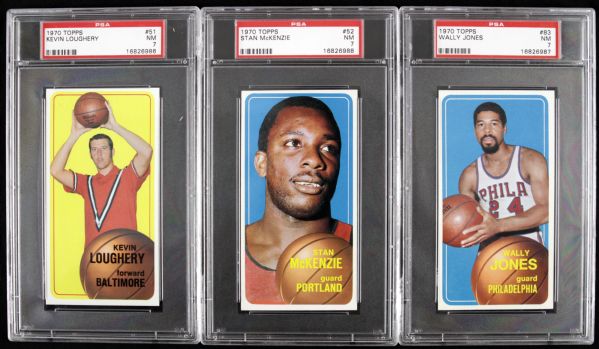 1970 Topps Tall Boy Lot of 3 With Kevin Loughery Wally Jones & Stan McKenzie All PSA 7