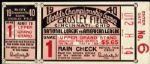 1940 Cincinnati Reds vs. Detroit Tigers Ticket Stub Crosley Field 