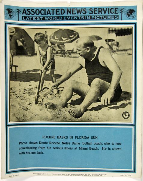 1930 Knute Rockne (14x17) Associated News Service Original Photo - Notre Dame