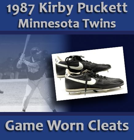1987 Kirby Puckett Minnesota Twins Game Worn Cleats From World Series Season (MEARS LOA)