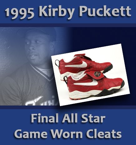 1995 Kirby Puckett Minnesota Twins Game Worn All Star Shoes From Final All Star Game (MEARS LOA)