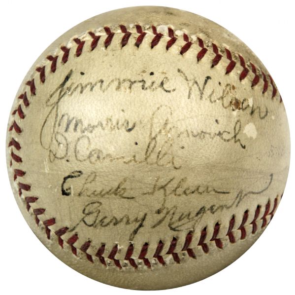 1936-37 Philadelphia Phillies Multi Signed ONL (Frick) Baseball w/ 5 Sigs. Incl. Rare Chuck Klein - JSA 