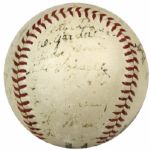 1945 New York Giants Team Signed ONL (Frick) Baseball w/ Mel Ott & Ernie Lombardi Signatures - JSA 