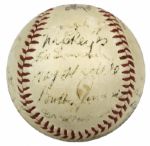 1945 New York Giants Team Signed ONL (Frick) Baseball w/ Mel Ott & Ernie Lombardi Signatures - JSA 