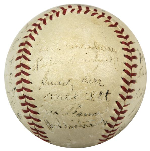 1945 New York Giants Team Signed ONL (Frick) Baseball w/ Mel Ott & Ernie Lombardi Signatures - JSA 