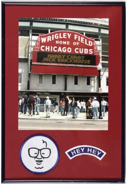 1998 Harray Caray Display With 2 Memorial Patches Display