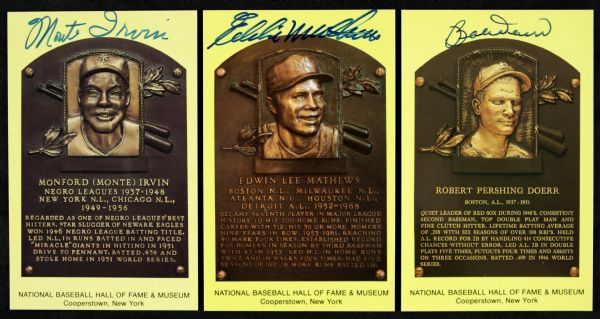 Collection of Signed Hall of Fame Postcards - Lot of 10 With Eddie Mathews MacPhail Happy Chandler - JSA 