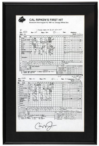 1981 Cal Ripken Jr. Baltimore Orioles Signed Line Up Card (Commemorative) - JSA 
