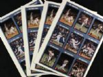 1991 Minnesota Twins Multi Signed Card Sheet - Lot of 4 With Kirby Puckett Brian Harper Tom Kelly - JSA