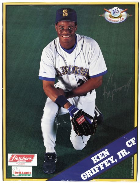 1991 Randy Johnson & Ken Griffey Jr. Seattle Mariners Signed 15" x 20"  Poster - JSA 