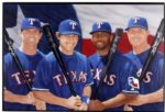 2008 Texas Rangers Multi Signed 13" x 19" Artwork Signed by Josh Hamilton Milton Bradley Ian Kinsler & Michael Young - JSA