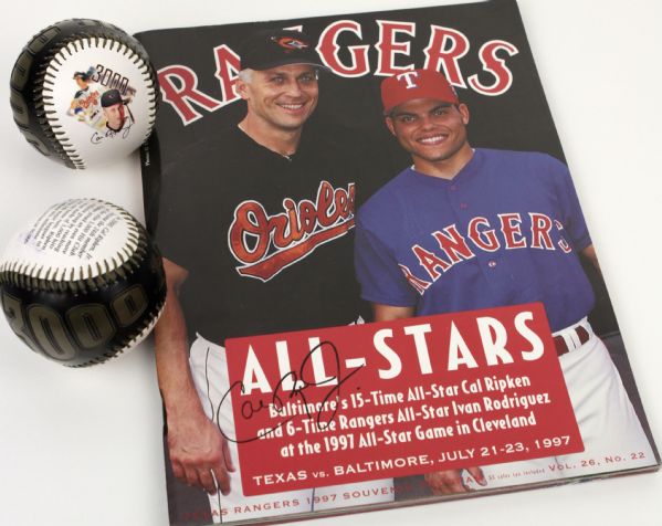 1997-2000 Cal Ripken Jr. Baltimore Orioles Signed 3000 Hit Baseball - Lot of 2 & Signed Program - JSA 