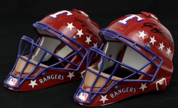 1990s Ivan Rodriguez Texas Rangers Signed Mini-Catchers Mask -  Lot of  2 - JSA 