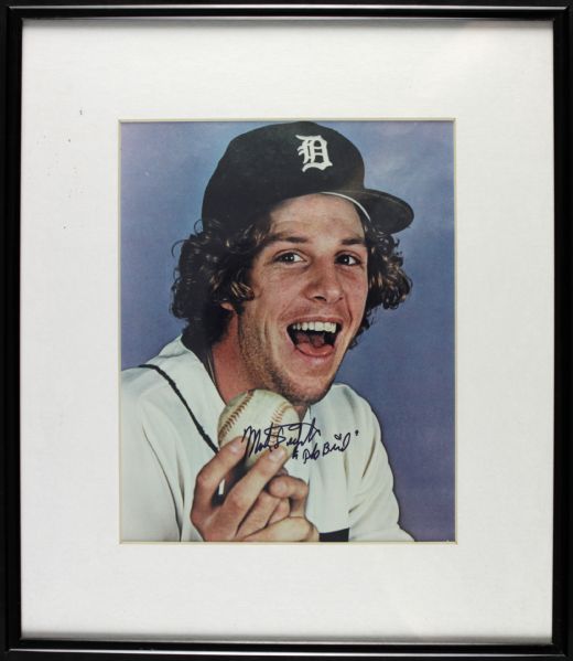 1980s Mark Fidrych Detroit Tigers Signed 8" x 10" Photo Display - PSA/DNA 