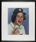 1980s Mark Fidrych Detroit Tigers Signed 8" x 10" Photo Display - PSA/DNA 