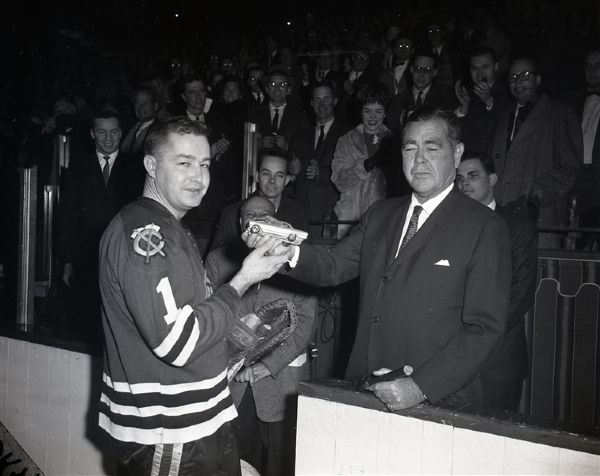 1962 Glenn Hall Jim Norris Chicago Black Hawks "Chicago Sun-Times" Original 4" x 5" B & W Negatives (Chicago Sun-Times Archives/MEARS Auction LOA) - Lot of 2