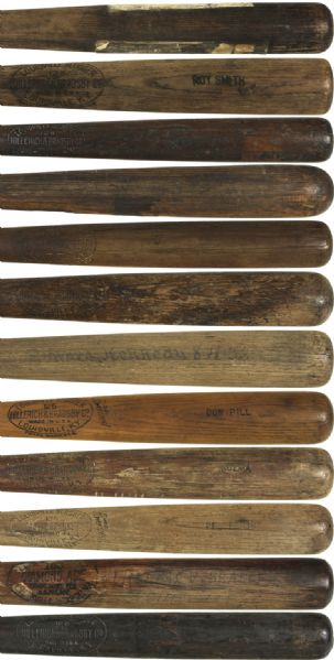 1917-31 H&B Louisville Slugger Professional Model Side Written Game Used Bats (Lot of 12)