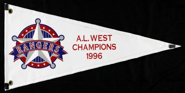 1996-99 Texas Rangers Vinyl AL West Champions Pennant - Displayed at Stadium