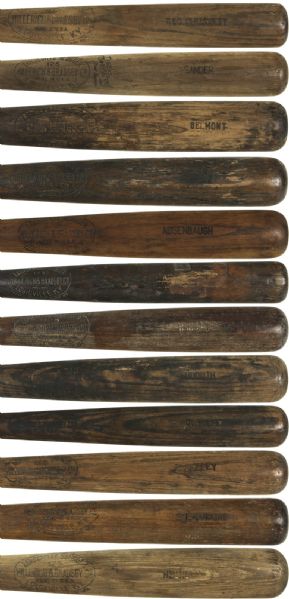 1917-31 H&B Louisville Slugger Professional Model Side Written Game Used Bats (Lot of 12)