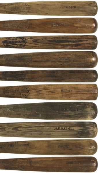 1917-31 H&B Louisville Slugger Professional Model Side Written Game Used Bats (Lot of 10)
