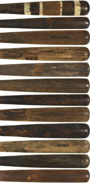 1917-31 H&B Louisville Slugger Professional Model Side Written Game Used Bats (Lot of 12)