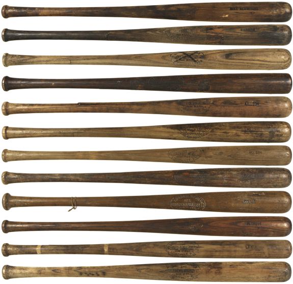 1921-31 H&B Louisville Slugger Professional Model Side Written Game Used Bats (Lot of 12)